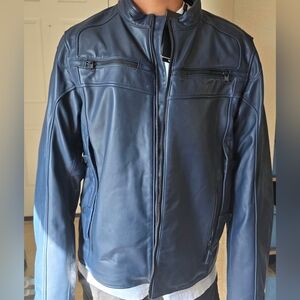 HARLEY DAVIDSON Capitol Triple Vent 2 Leather Jacket In Blue. Mens Size XL